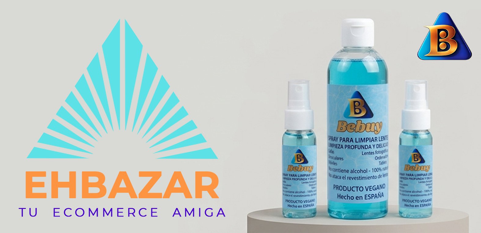 kit completo limpiar pantallas lentes y gafas bebuy producto vegano sin alcohol hecho en España